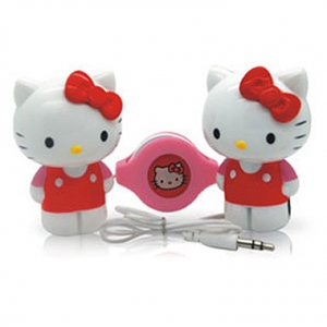 可爱迷你小音箱 Hello Kitty 凯蒂猫HYM-570白色原装造型便携音箱（1对）