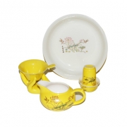 景德镇精品玉瓷茶具（夏荷） 黄釉玉瓷精品 功夫茶  玉瓷茶具套装  礼品茶具