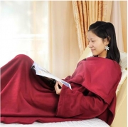 子谷川多功能毯 带袖子毯 毛毯 空调毯 1.3×1.8m 650g 【红色款】