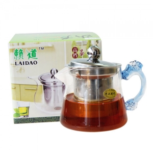赖道绿色环保耐热玻璃高档纯手工精品茶艺壶：